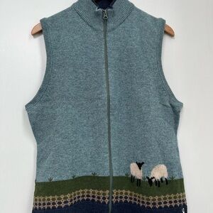 Woolrich Blue Sheep Wool Knit Zip Vest